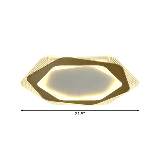 Metal Hexagon/Pentagon Flush Mount Modernism 18"/21.5" Width LED Flushmount Ceiling Light in Gold for Parlour Clearhalo 'Ceiling Lights' 'Close To Ceiling Lights' 'Close to ceiling' 'Flush mount' Lighting' 1272487