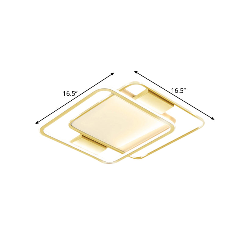 Gold Finish Dual Rhombus Flush Light Minimal 16.5"/20.5" Wide LED Metal Flush Lamp in Warm/White Light Clearhalo 'Ceiling Lights' 'Close To Ceiling Lights' 'Close to ceiling' 'Flush mount' Lighting' 1272549