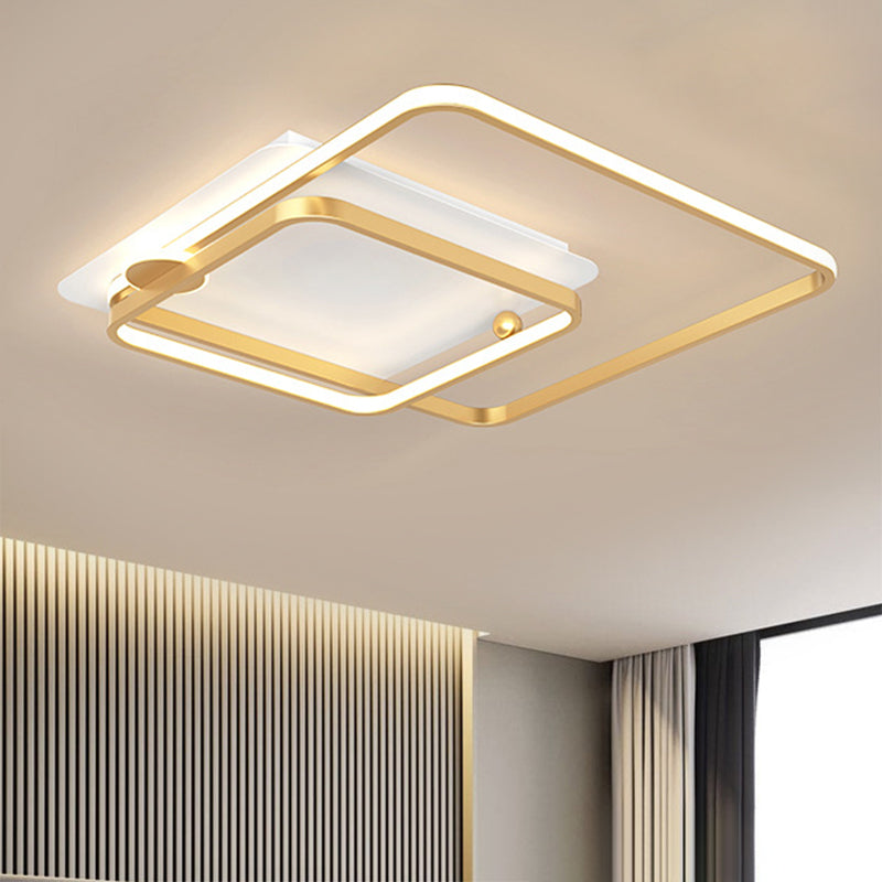 Minimalist Rhombus Frame Flushmount Metallic 18"/21.5" W LED Bedroom Flush Light in Black/Gold, Warm/White Light Clearhalo 'Ceiling Lights' 'Close To Ceiling Lights' 'Close to ceiling' 'Flush mount' Lighting' 1272579