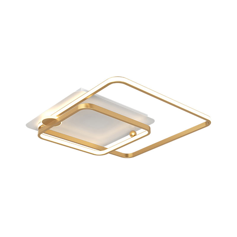 Minimalist Rhombus Frame Flushmount Metallic 18"/21.5" W LED Bedroom Flush Light in Black/Gold, Warm/White Light Clearhalo 'Ceiling Lights' 'Close To Ceiling Lights' 'Close to ceiling' 'Flush mount' Lighting' 1272580