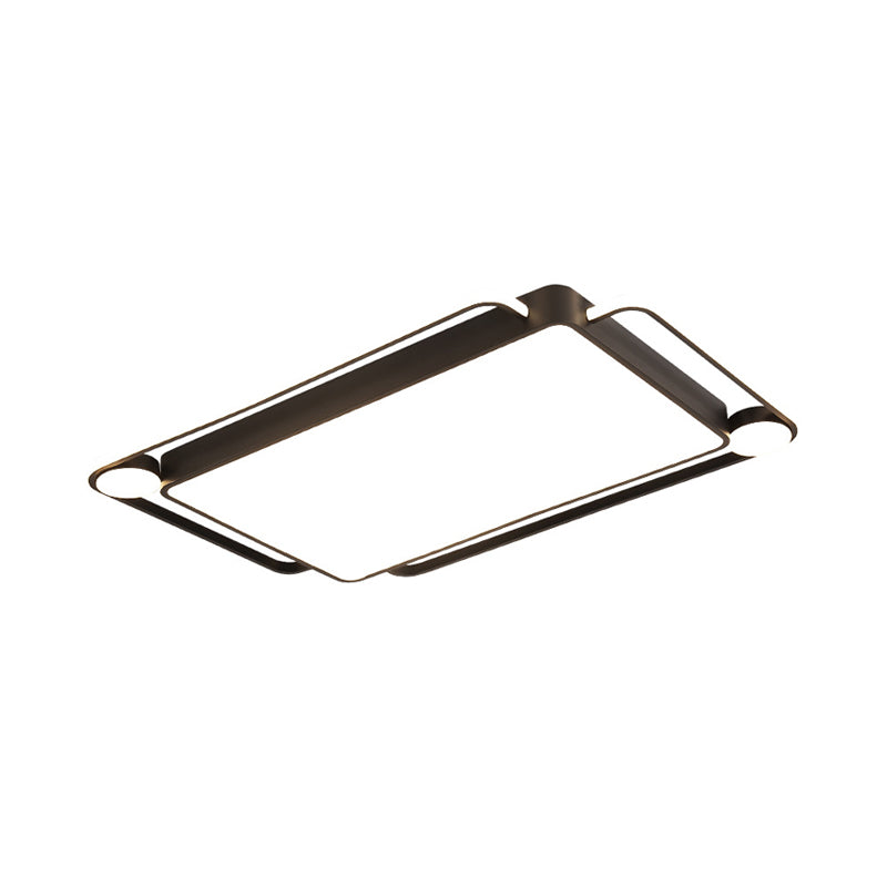 Rectangular Flush Mount Modernist Metallic LED Black Ceiling Lighting for Living Room, Warm/White Light Clearhalo 'Ceiling Lights' 'Close To Ceiling Lights' 'Close to ceiling' 'Flush mount' Lighting' 1272602