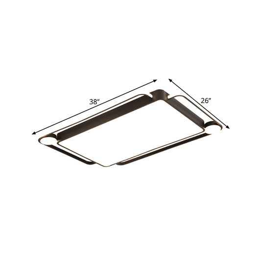 Rectangular Flush Mount Modernist Metallic LED Black Ceiling Lighting for Living Room, Warm/White Light Clearhalo 'Ceiling Lights' 'Close To Ceiling Lights' 'Close to ceiling' 'Flush mount' Lighting' 1272603