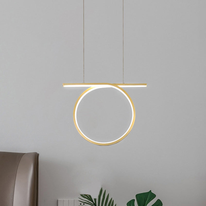 Ring Hanging Light Nordic Style Metallic LED Gold Suspension Lighting for Dining Hall Gold Clearhalo 'Ceiling Lights' 'Modern Pendants' 'Modern' 'Pendant Lights' 'Pendants' Lighting' 1272617