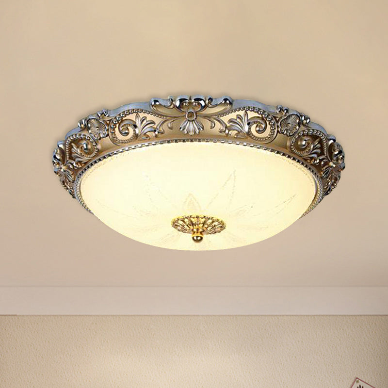 Milk Glass Brass Flushmount Bowl Shade 12"/16" Wide LED Traditional Ceiling Flush Light Clearhalo 'Ceiling Lights' 'Close To Ceiling Lights' 'Close to ceiling' 'Flush mount' Lighting' 1272660