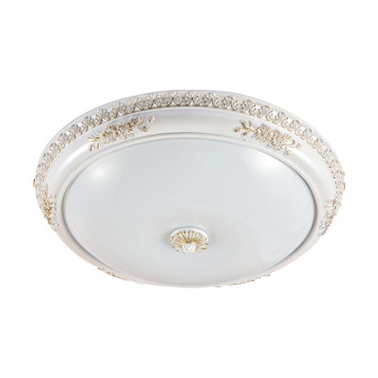 Bowl Corridor Ceiling Flush Light Vintage Frosted Glass 14"/16"/19.5" W LED White Flush Mount Lamp Clearhalo 'Ceiling Lights' 'Close To Ceiling Lights' 'Close to ceiling' 'Flush mount' Lighting' 1272702