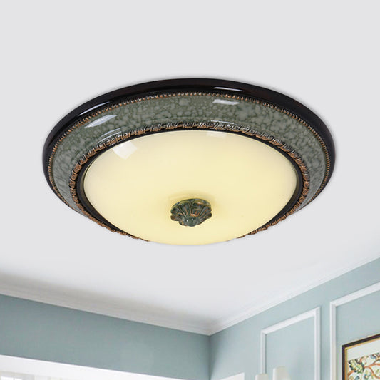 Opal Frosted Glass Bowl Ceiling Light Classical Bedroom LED Flush Mount Fixture with Faux Marble Trim, 14"/16"/19.5" W Clearhalo 'Ceiling Lights' 'Close To Ceiling Lights' 'Close to ceiling' 'Flush mount' Lighting' 1272741