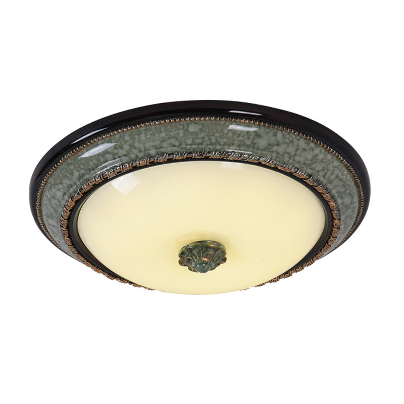 Opal Frosted Glass Bowl Ceiling Light Classical Bedroom LED Flush Mount Fixture with Faux Marble Trim, 14"/16"/19.5" W Clearhalo 'Ceiling Lights' 'Close To Ceiling Lights' 'Close to ceiling' 'Flush mount' Lighting' 1272742