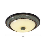 Opal Frosted Glass Bowl Ceiling Light Classical Bedroom LED Flush Mount Fixture with Faux Marble Trim, 14"/16"/19.5" W Clearhalo 'Ceiling Lights' 'Close To Ceiling Lights' 'Close to ceiling' 'Flush mount' Lighting' 1272743