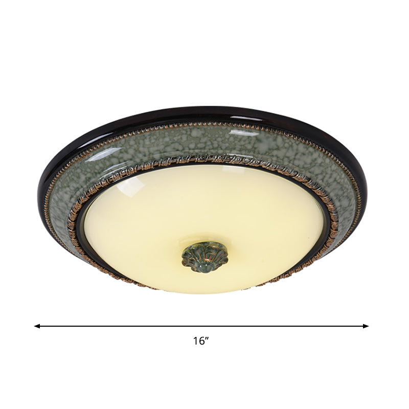 Opal Frosted Glass Bowl Ceiling Light Classical Bedroom LED Flush Mount Fixture with Faux Marble Trim, 14"/16"/19.5" W Clearhalo 'Ceiling Lights' 'Close To Ceiling Lights' 'Close to ceiling' 'Flush mount' Lighting' 1272744