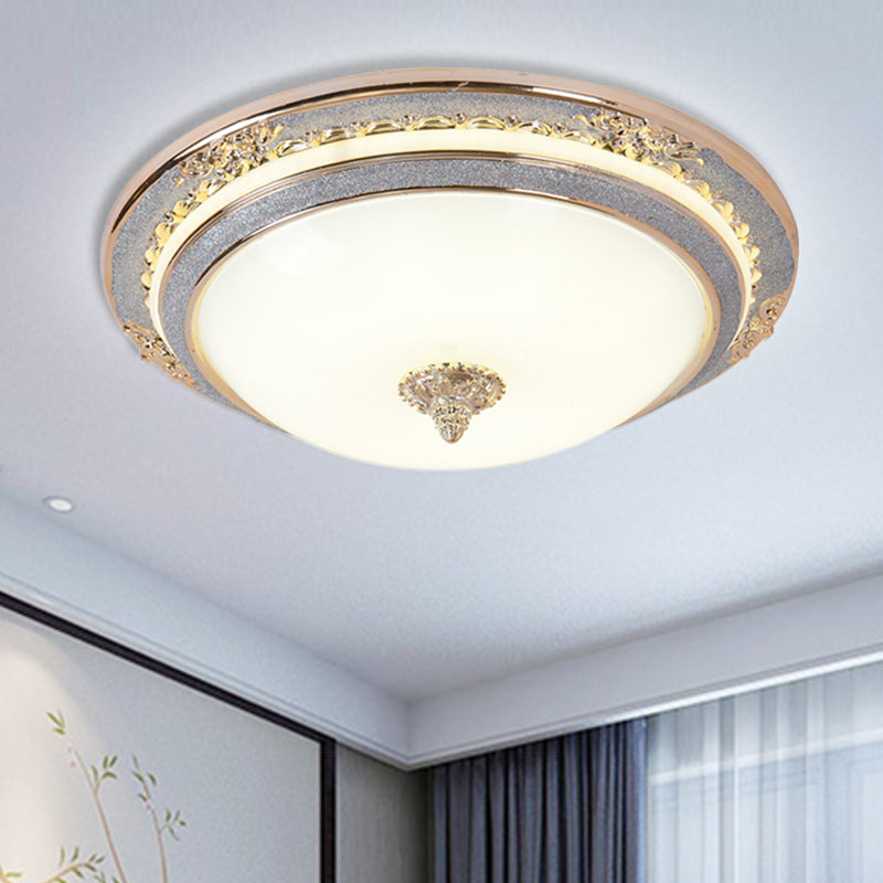 Cream Glass Apricot Ceiling Lamp Bowl-Shape Simplicity LED Flush Mount Lighting Fixture, 14"/16"/19.5" Dia Grey Clearhalo 'Ceiling Lights' 'Close To Ceiling Lights' 'Close to ceiling' 'Flush mount' Lighting' 1272752