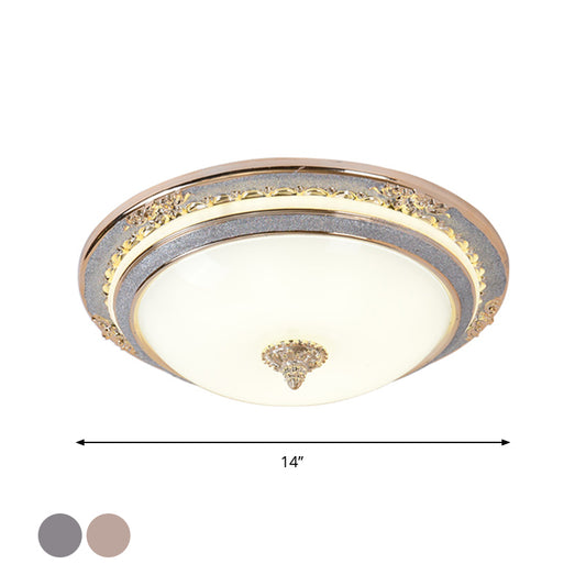 Cream Glass Apricot Ceiling Lamp Bowl-Shape Simplicity LED Flush Mount Lighting Fixture, 14"/16"/19.5" Dia Clearhalo 'Ceiling Lights' 'Close To Ceiling Lights' 'Close to ceiling' 'Flush mount' Lighting' 1272755