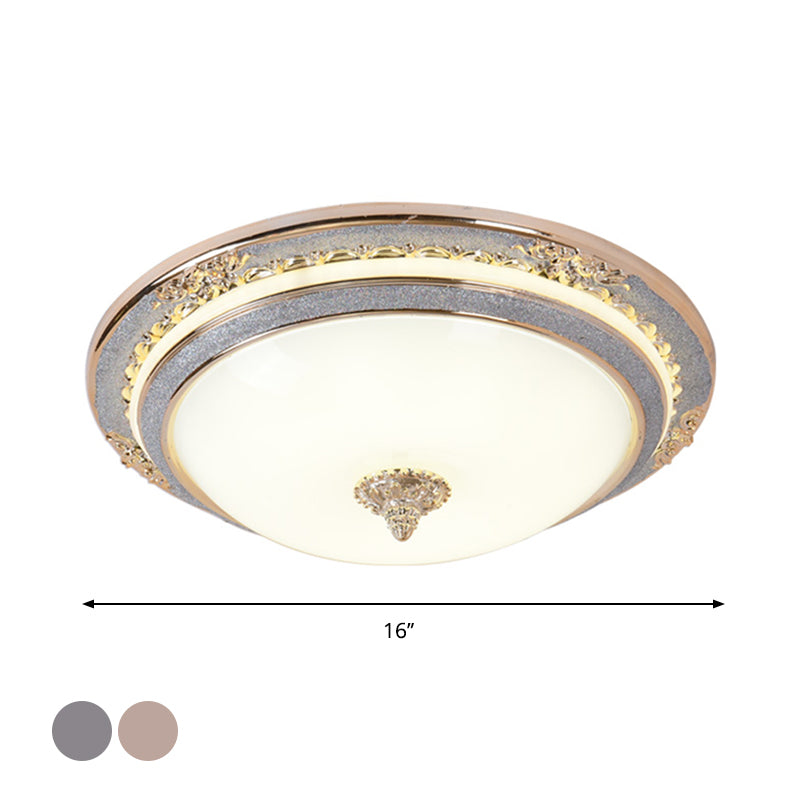 Cream Glass Apricot Ceiling Lamp Bowl-Shape Simplicity LED Flush Mount Lighting Fixture, 14"/16"/19.5" Dia Clearhalo 'Ceiling Lights' 'Close To Ceiling Lights' 'Close to ceiling' 'Flush mount' Lighting' 1272756