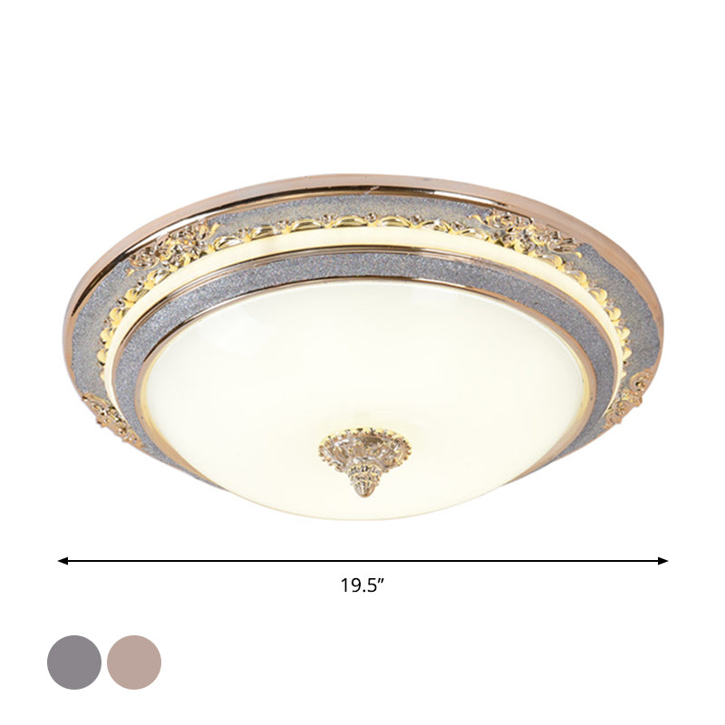 Cream Glass Apricot Ceiling Lamp Bowl-Shape Simplicity LED Flush Mount Lighting Fixture, 14"/16"/19.5" Dia Clearhalo 'Ceiling Lights' 'Close To Ceiling Lights' 'Close to ceiling' 'Flush mount' Lighting' 1272757