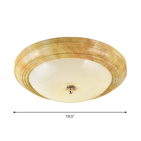 Minimalist Bowl Flush Ceiling Light White Glass 14"/16"/19.5" Wide LED Flushmount in Yellow for Foyer Clearhalo 'Ceiling Lights' 'Close To Ceiling Lights' 'Close to ceiling' 'Flush mount' Lighting' 1272827