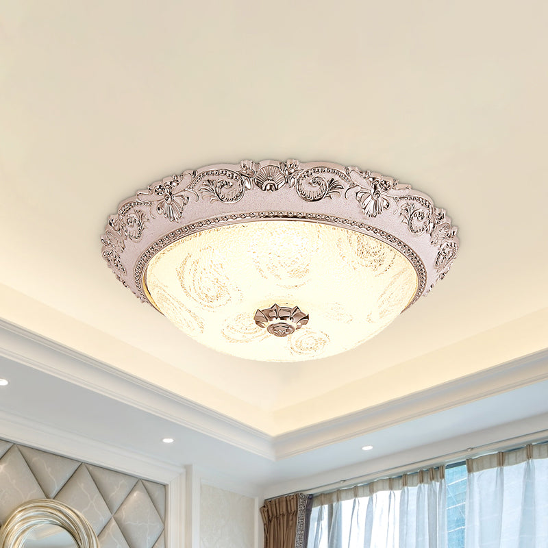 Dome Hallway Ceiling Flush Light Classic Milk Glass Silver LED Flush Mount Recessed Lighting, 16"/19.5" W Silver Clearhalo 'Ceiling Lights' 'Close To Ceiling Lights' 'Close to ceiling' 'Flush mount' Lighting' 1272863