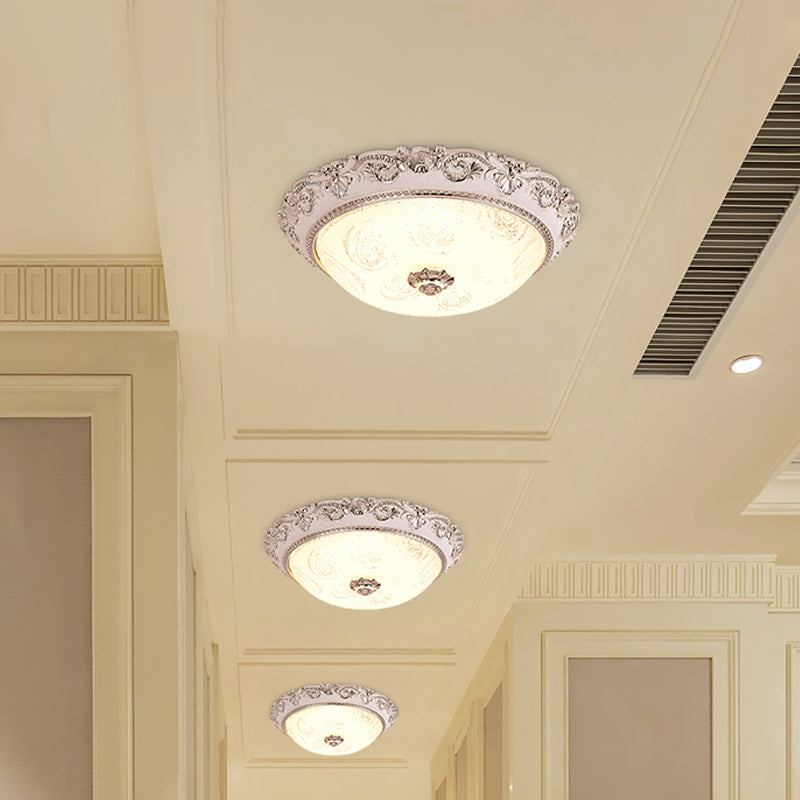 Dome Hallway Ceiling Flush Light Classic Milk Glass Silver LED Flush Mount Recessed Lighting, 16"/19.5" W Clearhalo 'Ceiling Lights' 'Close To Ceiling Lights' 'Close to ceiling' 'Flush mount' Lighting' 1272864