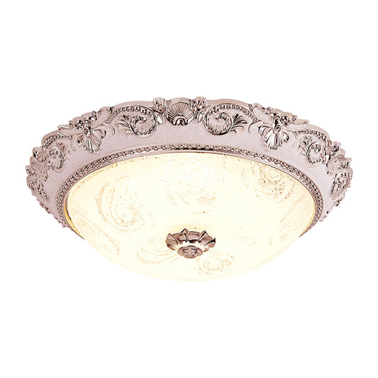 Dome Hallway Ceiling Flush Light Classic Milk Glass Silver LED Flush Mount Recessed Lighting, 16"/19.5" W Clearhalo 'Ceiling Lights' 'Close To Ceiling Lights' 'Close to ceiling' 'Flush mount' Lighting' 1272865