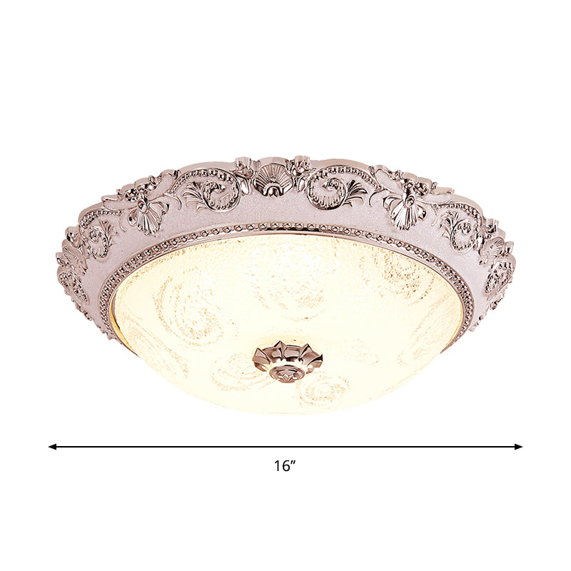 Dome Hallway Ceiling Flush Light Classic Milk Glass Silver LED Flush Mount Recessed Lighting, 16"/19.5" W Clearhalo 'Ceiling Lights' 'Close To Ceiling Lights' 'Close to ceiling' 'Flush mount' Lighting' 1272866