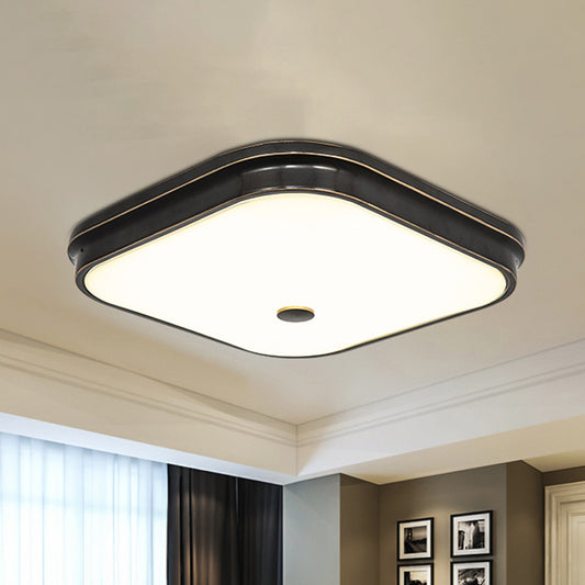 Black LED Flushmount Lighting Countryside Cream Glass Square Flush Mounted Lamp, 12"/16"/19.5" Wide Clearhalo 'Ceiling Lights' 'Close To Ceiling Lights' 'Close to ceiling' 'Flush mount' Lighting' 1273082