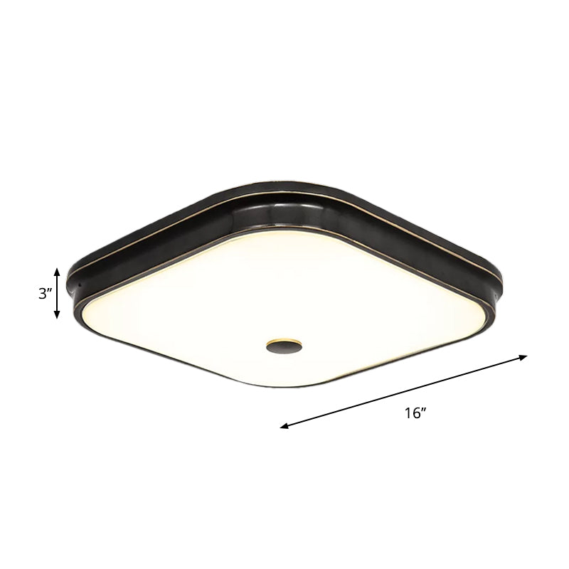 Black LED Flushmount Lighting Countryside Cream Glass Square Flush Mounted Lamp, 12"/16"/19.5" Wide Clearhalo 'Ceiling Lights' 'Close To Ceiling Lights' 'Close to ceiling' 'Flush mount' Lighting' 1273085