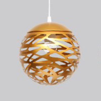 Kid Bedroom Hollow Orb Pendant Lamp Metal 1 Head Modern Candy Colored Hanging Light Gold Clearhalo 'Ceiling Lights' 'Modern Pendants' 'Modern' 'Pendant Lights' 'Pendants' Lighting' 127314