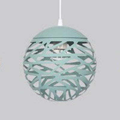 Kid Bedroom Hollow Orb Pendant Lamp Metal 1 Head Modern Candy Colored Hanging Light Green Clearhalo 'Ceiling Lights' 'Modern Pendants' 'Modern' 'Pendant Lights' 'Pendants' Lighting' 127315