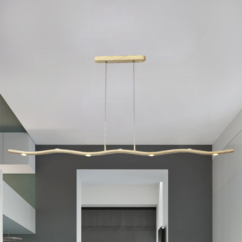 Gold/Wood Waving Line Suspension Light Simple LED Metallic Ceiling Chandelier in Warm/White Light Clearhalo 'Ceiling Lights' 'Chandeliers' 'Modern Chandeliers' 'Modern' Lighting' 1273208