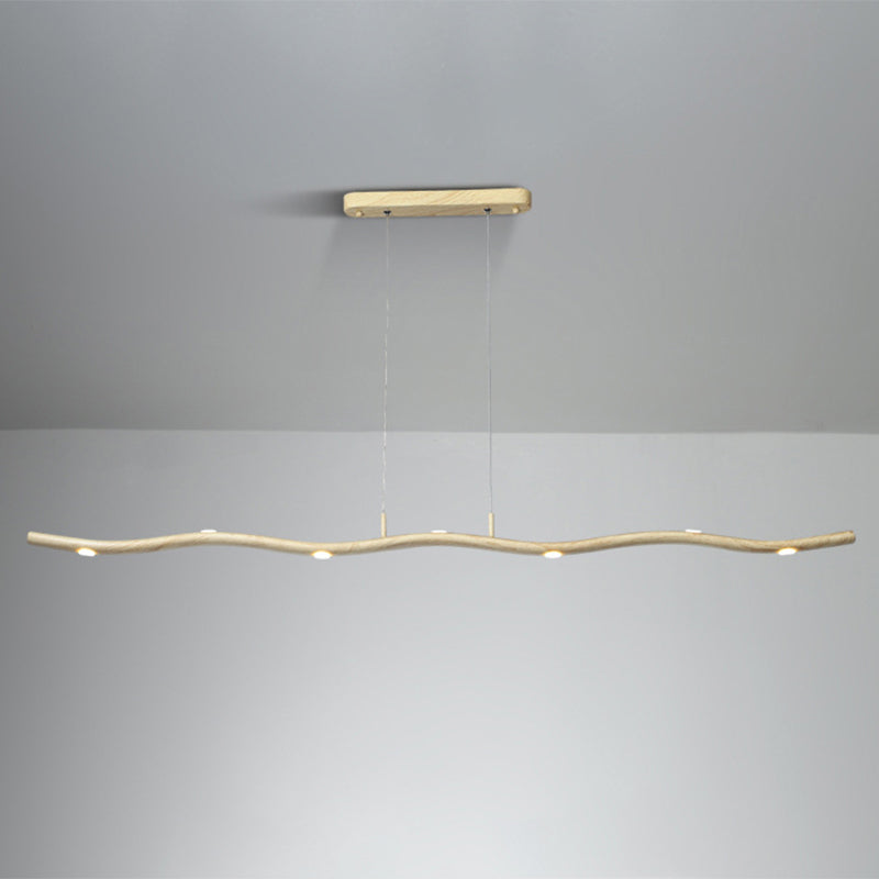 Gold/Wood Waving Line Suspension Light Simple LED Metallic Ceiling Chandelier in Warm/White Light Clearhalo 'Ceiling Lights' 'Chandeliers' 'Modern Chandeliers' 'Modern' Lighting' 1273209