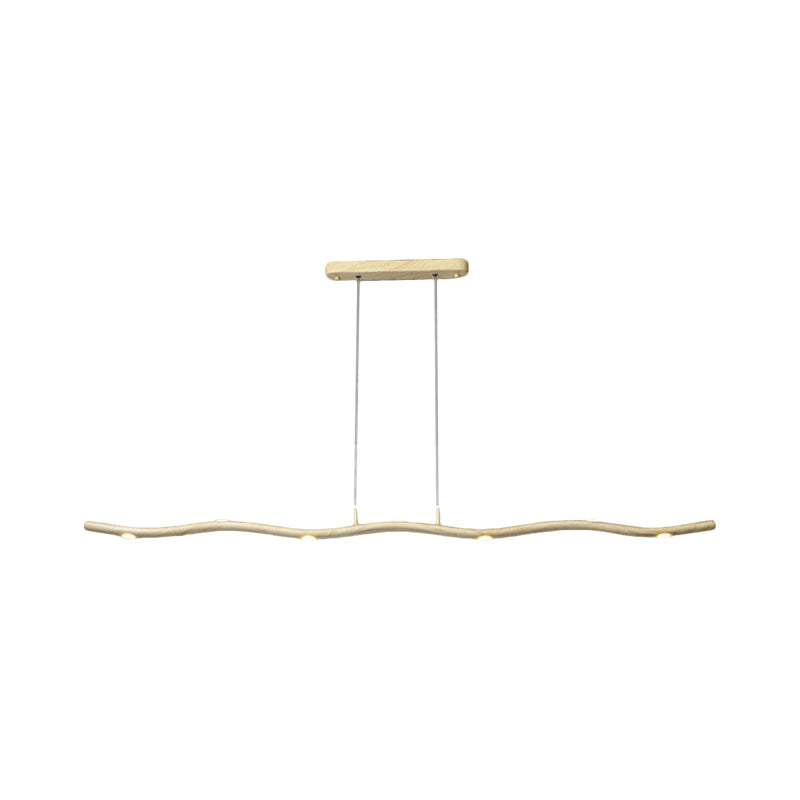 Gold/Wood Waving Line Suspension Light Simple LED Metallic Ceiling Chandelier in Warm/White Light Clearhalo 'Ceiling Lights' 'Chandeliers' 'Modern Chandeliers' 'Modern' Lighting' 1273210
