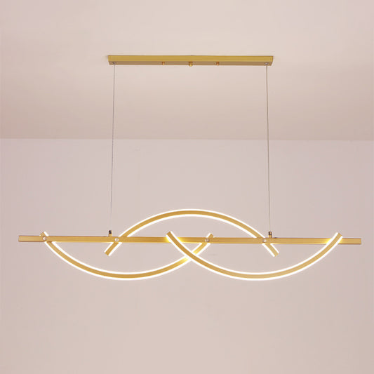 3-Arched Line Restaurant Chandelier Metal LED Minimalism Hanging Ceiling Light in Black/Gold, Warm/White Light Clearhalo 'Ceiling Lights' 'Chandeliers' 'Modern Chandeliers' 'Modern' Lighting' 1273228