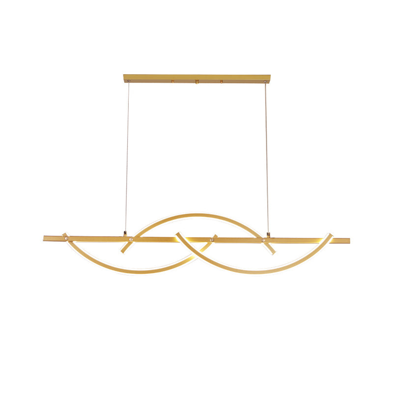 3-Arched Line Restaurant Chandelier Metal LED Minimalism Hanging Ceiling Light in Black/Gold, Warm/White Light Clearhalo 'Ceiling Lights' 'Chandeliers' 'Modern Chandeliers' 'Modern' Lighting' 1273229