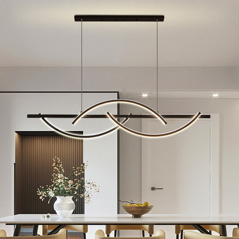 3-Arched Line Restaurant Chandelier Metal LED Minimalism Hanging Ceiling Light in Black/Gold, Warm/White Light Clearhalo 'Ceiling Lights' 'Chandeliers' 'Modern Chandeliers' 'Modern' Lighting' 1273232