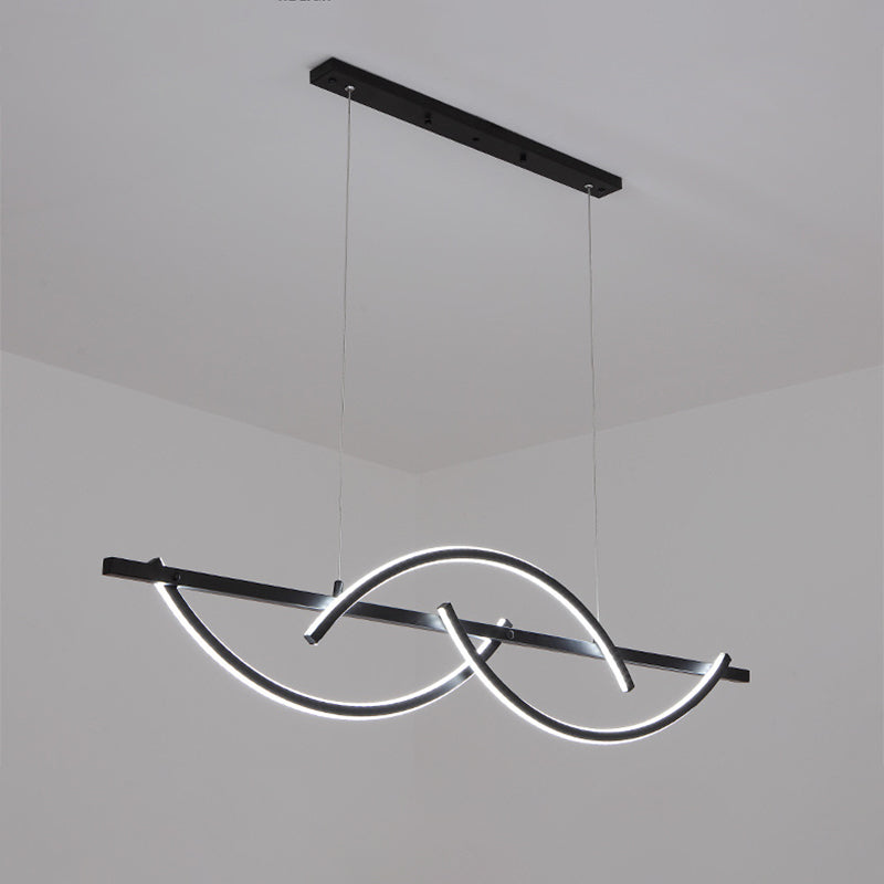 3-Arched Line Restaurant Chandelier Metal LED Minimalism Hanging Ceiling Light in Black/Gold, Warm/White Light Clearhalo 'Ceiling Lights' 'Chandeliers' 'Modern Chandeliers' 'Modern' Lighting' 1273233