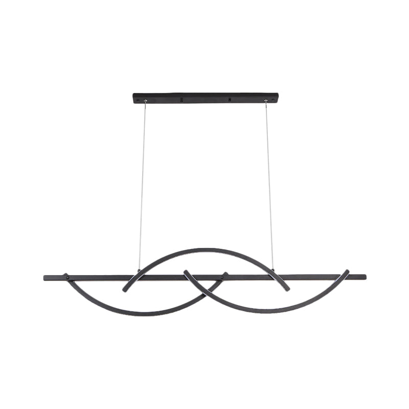 3-Arched Line Restaurant Chandelier Metal LED Minimalism Hanging Ceiling Light in Black/Gold, Warm/White Light Clearhalo 'Ceiling Lights' 'Chandeliers' 'Modern Chandeliers' 'Modern' Lighting' 1273234