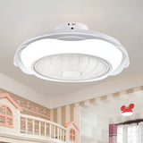 White/Pink/Blue Circle Ceiling Fan Lighting Modernism LED Metal Semi Flush Lamp, 20.5" W Clearhalo 'Ceiling Fans with Lights' 'Ceiling Fans' 'Modern Ceiling Fans' 'Modern' Lighting' 1273302