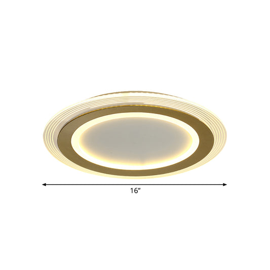 Metallic Square/Round Flushmount Lamp Modernism LED Gold Flush Mount Light, 16"/19.5" Wide Clearhalo 'Ceiling Lights' 'Close To Ceiling Lights' 'Close to ceiling' 'Flush mount' Lighting' 1273400