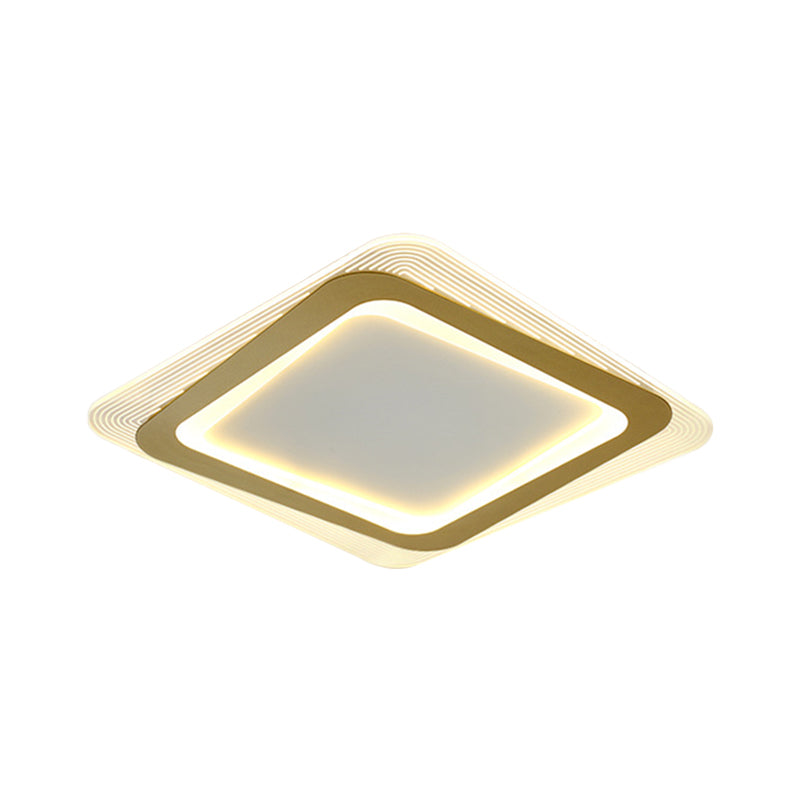 Metallic Square/Round Flushmount Lamp Modernism LED Gold Flush Mount Light, 16"/19.5" Wide Clearhalo 'Ceiling Lights' 'Close To Ceiling Lights' 'Close to ceiling' 'Flush mount' Lighting' 1273405