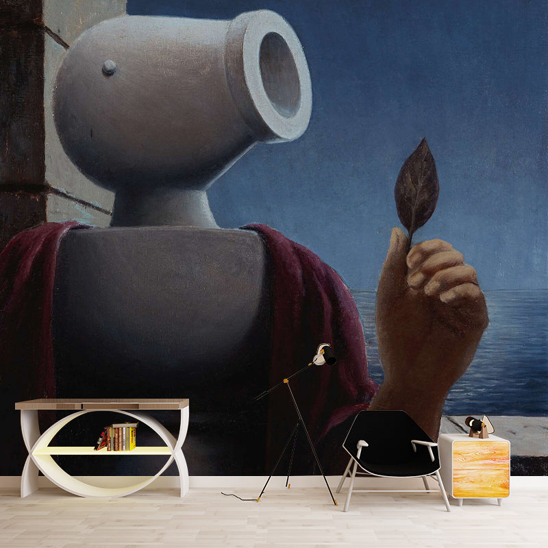 Surrealism Cicero Wall Paper Murals Red and Blue Stain-Proof Wall Decor for Bedroom Red-Blue Clearhalo 'Wall Decor' 'Wall Mural' 1273454