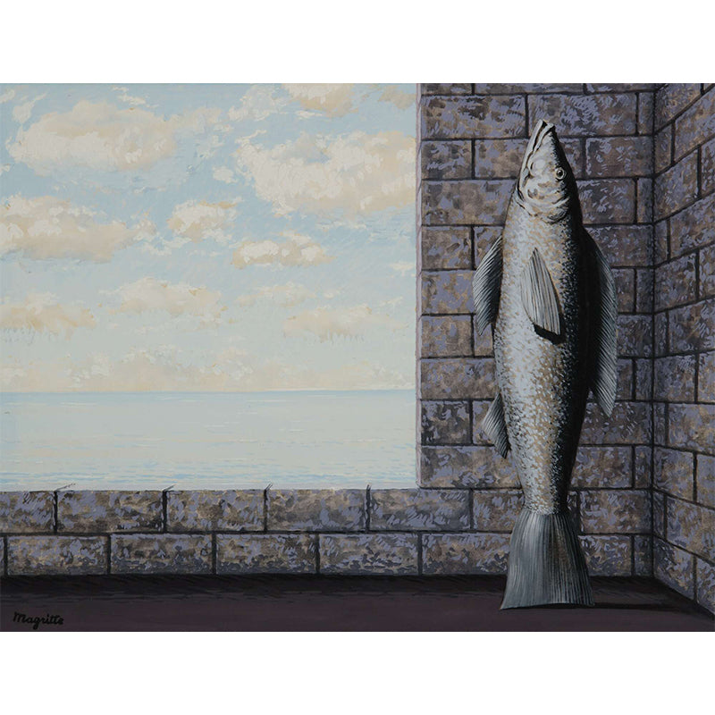 Surrealism Fish Wall Mural Decal for Living Room Customized Wall Art in Grey and Blue Clearhalo 'Wall Decor' 'Wall Mural' 1273481