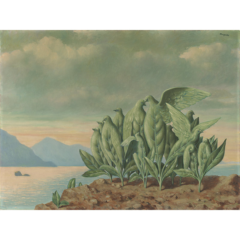 Art Bird Plant Island Mural Surreal Non-Woven Material Wall Covering in Grey-Green Clearhalo 'Wall Decor' 'Wall Mural' 1273660