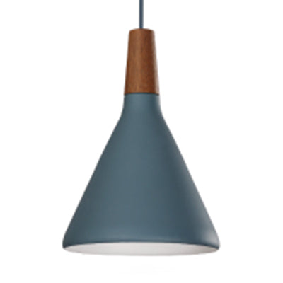 Macaron Funnel Shape Pendant Lamp Metal Single Light Hanging Light for Bedroom Bathroom Blue Clearhalo 'Ceiling Lights' 'Modern Pendants' 'Modern' 'Pendant Lights' 'Pendants' Lighting' 127463