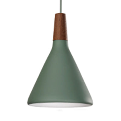 Macaron Funnel Shape Pendant Lamp Metal Single Light Hanging Light for Bedroom Bathroom Green Clearhalo 'Ceiling Lights' 'Modern Pendants' 'Modern' 'Pendant Lights' 'Pendants' Lighting' 127464