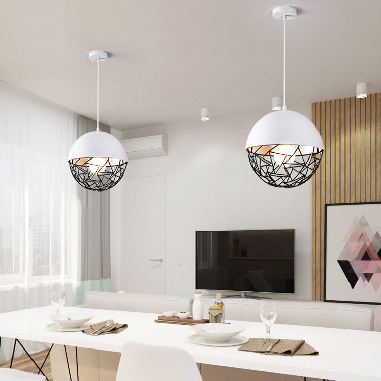 Hollow Design Metal Sphere Pendant Light Fixture 1 Bulb Contemporary Suspended Light in Black/White Clearhalo 'Ceiling Lights' 'Modern Pendants' 'Modern' 'Pendant Lights' 'Pendants' Lighting' 127549