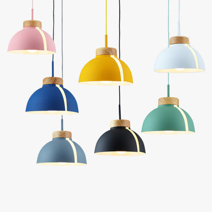 Nordic 1 Light Suspension Light with Metal Shade Pink/White/Black Dome Ceiling Pendant Light Clearhalo 'Ceiling Lights' 'Modern Pendants' 'Modern' 'Pendant Lights' 'Pendants' Lighting' 127599