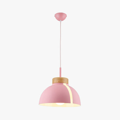 Nordic 1 Light Suspension Light with Metal Shade Pink/White/Black Dome Ceiling Pendant Light Pink Clearhalo 'Ceiling Lights' 'Modern Pendants' 'Modern' 'Pendant Lights' 'Pendants' Lighting' 127601