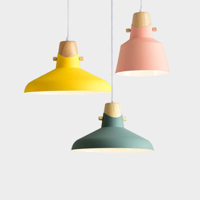 Bell/Dome Ceiling Pendant Light Modernism Metal 1 Light 8.5"/14" Dia Pink/Yellow/Green Hanging Lamp Kit Clearhalo 'Ceiling Lights' 'Modern Pendants' 'Modern' 'Pendant Lights' 'Pendants' Lighting' 127636