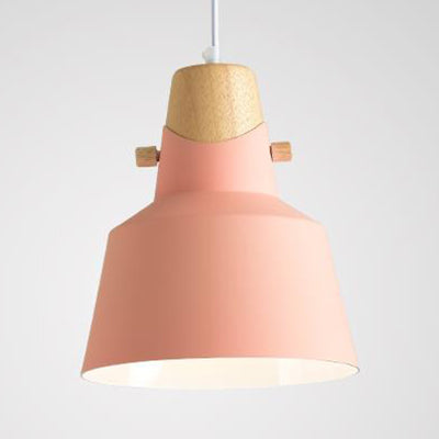 Bell/Dome Ceiling Pendant Light Modernism Metal 1 Light 8.5"/14" Dia Pink/Yellow/Green Hanging Lamp Kit Pink 8.5" Clearhalo 'Ceiling Lights' 'Modern Pendants' 'Modern' 'Pendant Lights' 'Pendants' Lighting' 127637