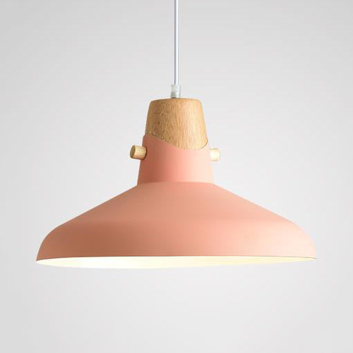 Bell/Dome Ceiling Pendant Light Modernism Metal 1 Light 8.5"/14" Dia Pink/Yellow/Green Hanging Lamp Kit Pink 14" Clearhalo 'Ceiling Lights' 'Modern Pendants' 'Modern' 'Pendant Lights' 'Pendants' Lighting' 127638