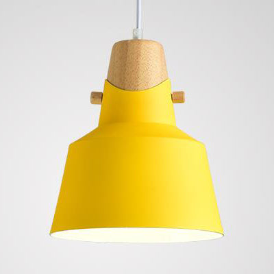 Bell/Dome Ceiling Pendant Light Modernism Metal 1 Light 8.5"/14" Dia Pink/Yellow/Green Hanging Lamp Kit Yellow 8.5" Clearhalo 'Ceiling Lights' 'Modern Pendants' 'Modern' 'Pendant Lights' 'Pendants' Lighting' 127639