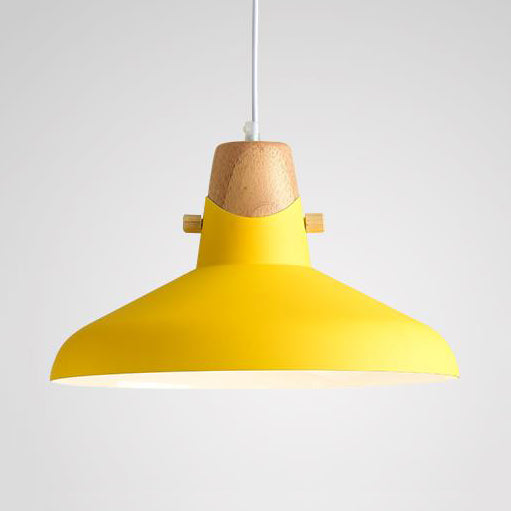 Bell/Dome Ceiling Pendant Light Modernism Metal 1 Light 8.5"/14" Dia Pink/Yellow/Green Hanging Lamp Kit Yellow 14" Clearhalo 'Ceiling Lights' 'Modern Pendants' 'Modern' 'Pendant Lights' 'Pendants' Lighting' 127640